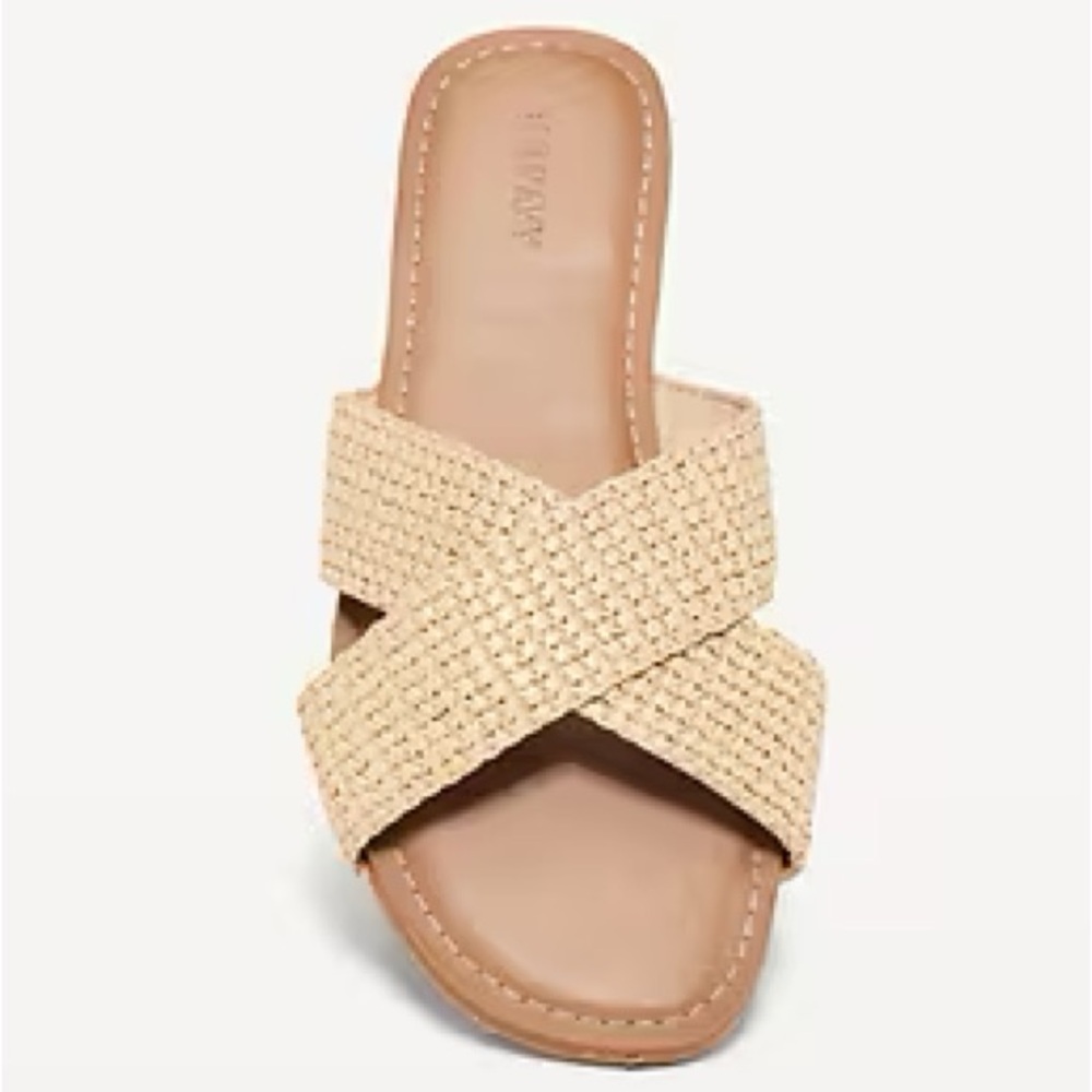 Women's Tan Woven Slide Sandals